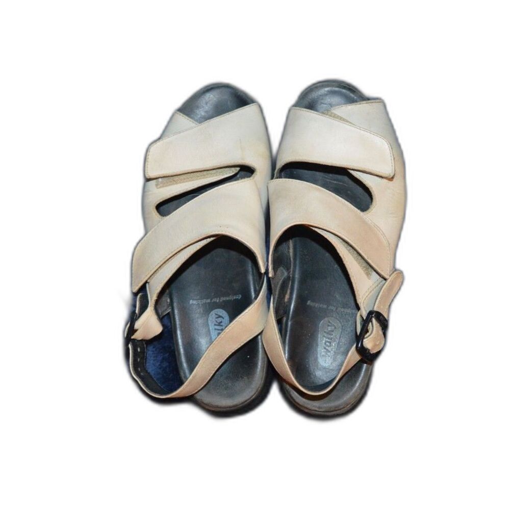 Wolky beige/tan leather slingback sandals Open Toe Crossover Strap Design 39